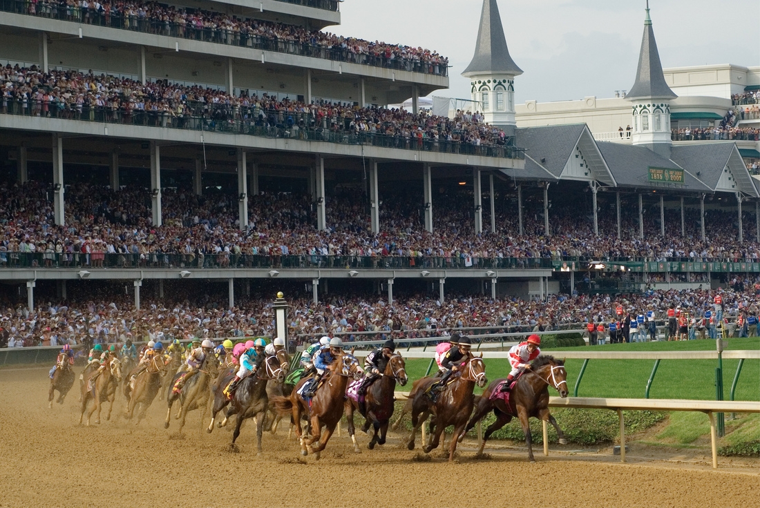The Kentucky Derby, a fine art horse racing print. The Classic race of Thoroughbred horses known as The Fastest Two Minutes in Sports, Churchill Downs, Louisville, KY. Photograph by Doug Prather